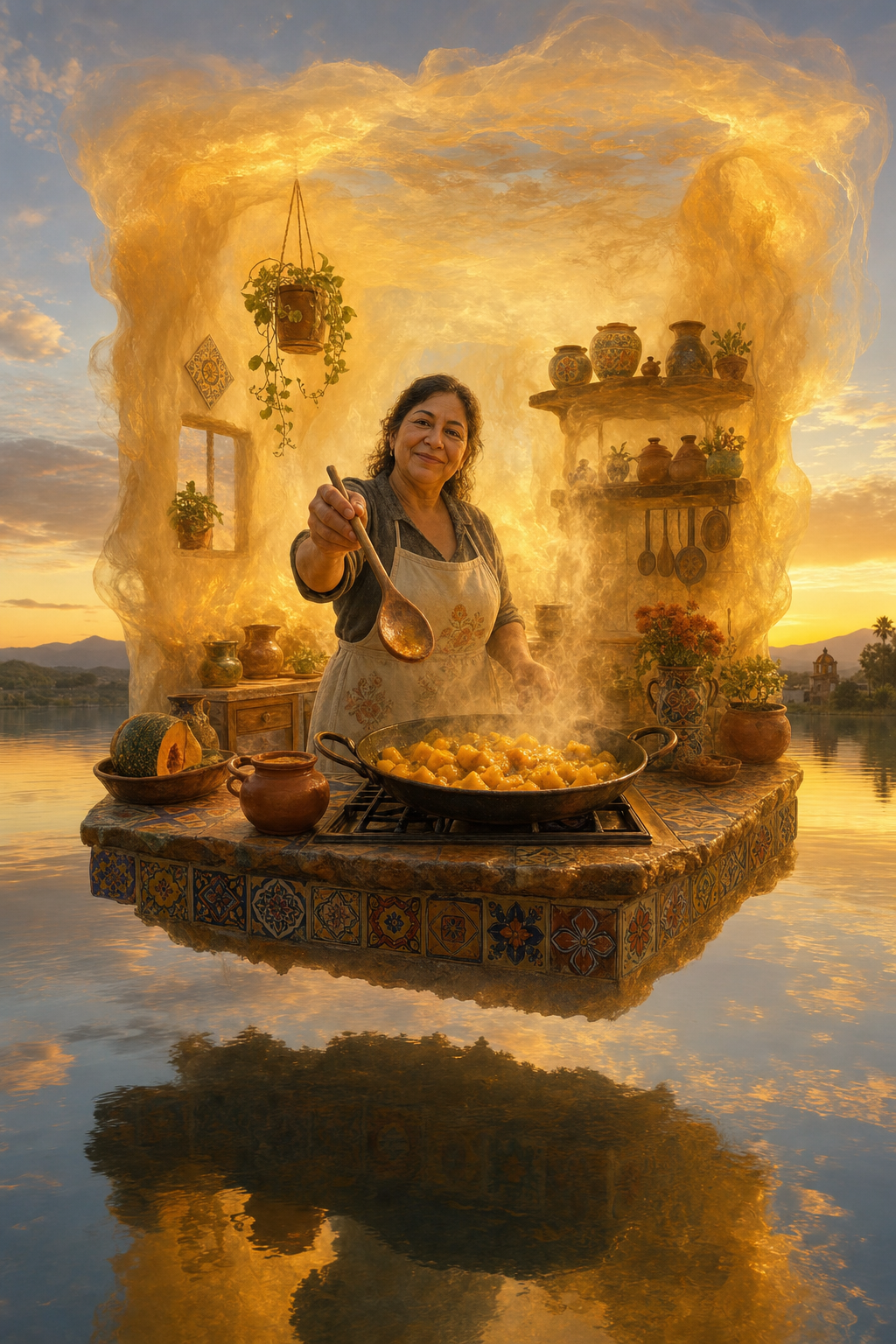 La cocina flotante de Hilda sobre el lago